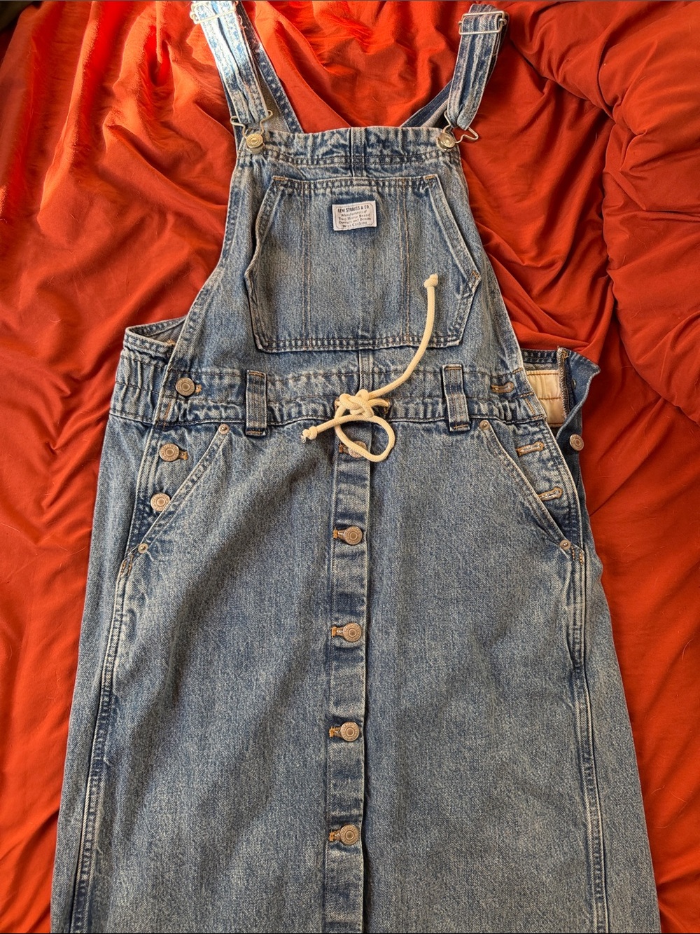 Levi's Light Blue Denim Overall Skirt with Front Buttons